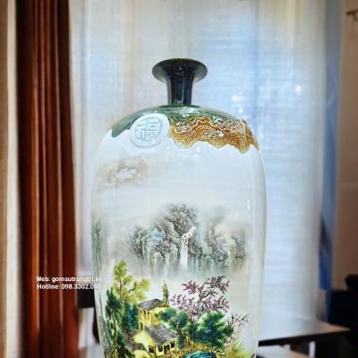 bình cổ hút hoạ tiết xóm núi, bình sứ trung quốc, gốm sứ giang tây